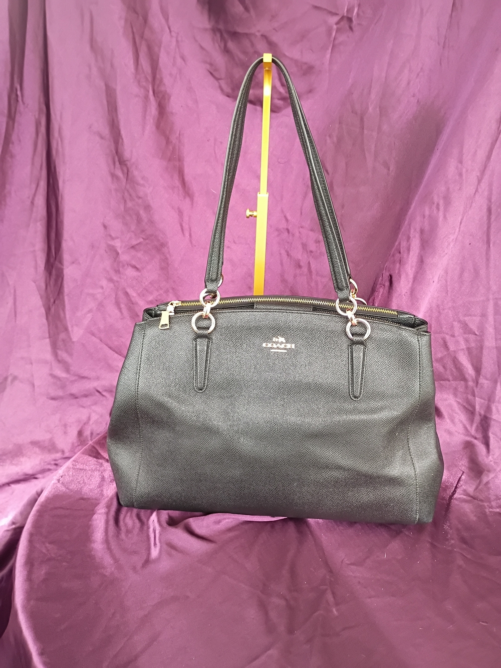 Coach Black Leather Christie Shoulder Bag with Gold Hardware - Picture 2 of 14